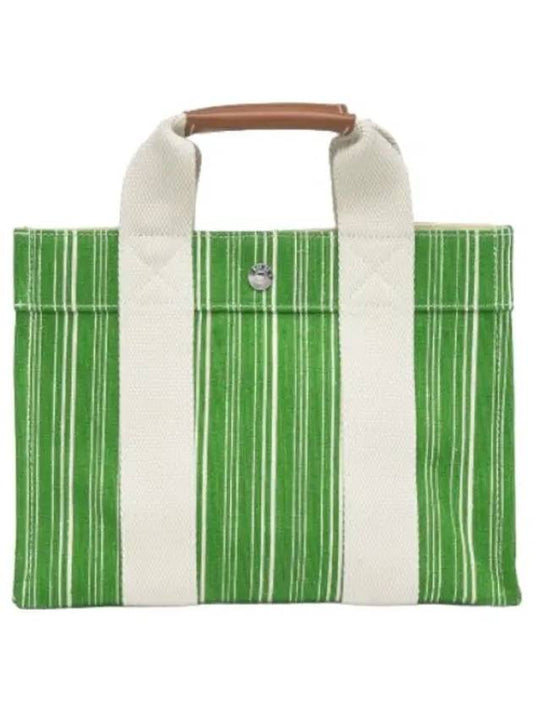 Small Striped Linen Tote Bag Green Handbag - RUE DE VERNEUIL - BALAAN 1