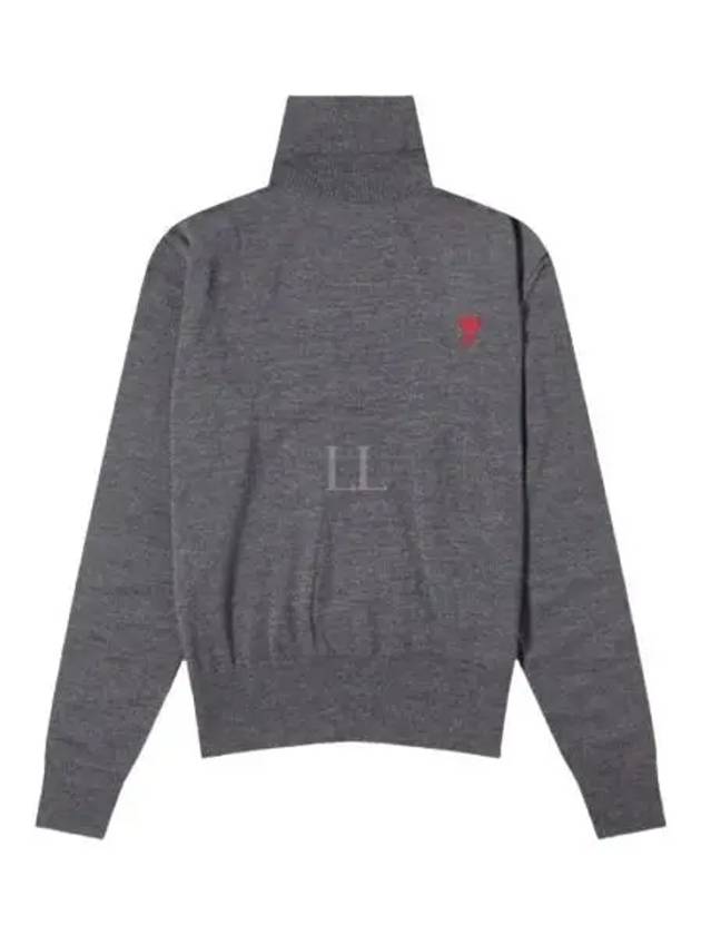 Heart Logo Wool Turtleneck Grey - AMI - BALAAN 2