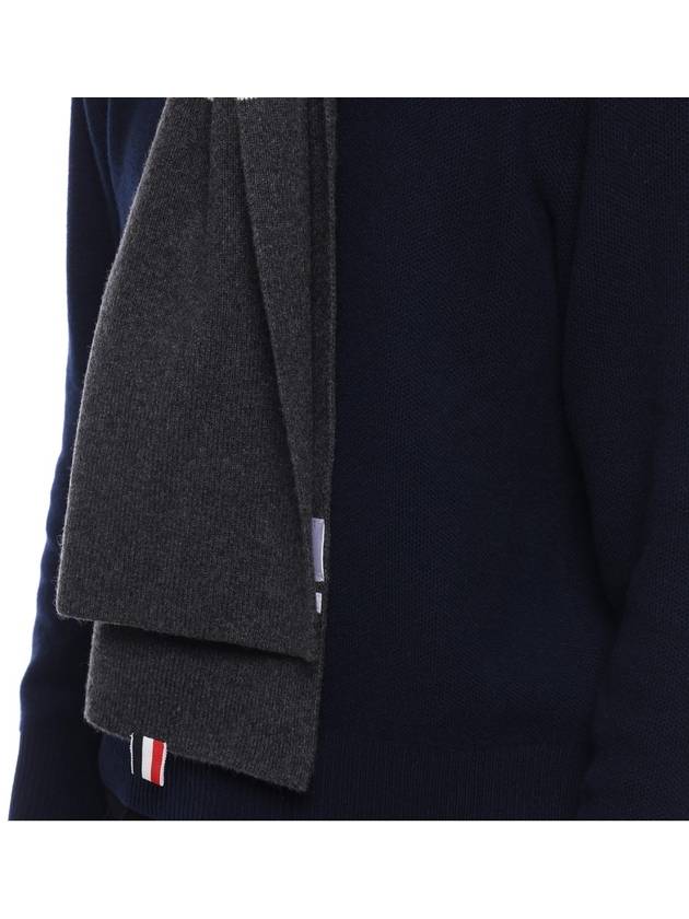 Striped Cashmere Muffler Dark Grey - THOM BROWNE - BALAAN 7