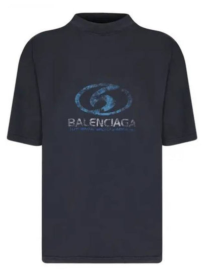 Surfer Medium Fit Short Sleeve T-Shirt Navy - BALENCIAGA - BALAAN 2