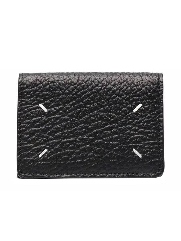 Signature Stitch Trifold Leather Half Wallet Black - MAISON MARGIELA - BALAAN 1