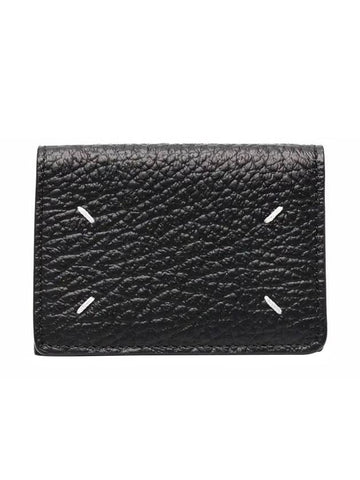 Signature Stitch Trifold Leather Half Wallet Black - MAISON MARGIELA - BALAAN 1