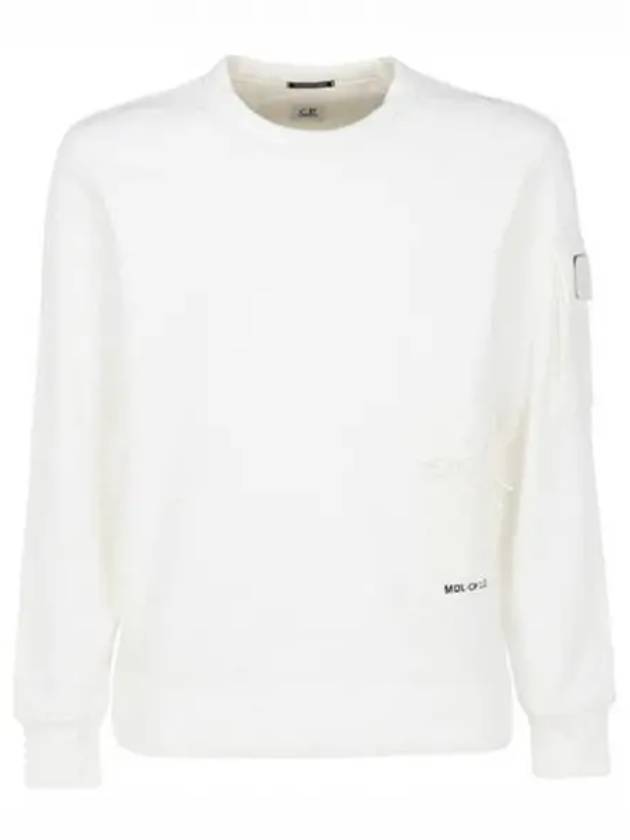 Metropolis Diagonal Fleece Utility Pocket Sweatshirt White - CP COMPANY - BALAAN 2