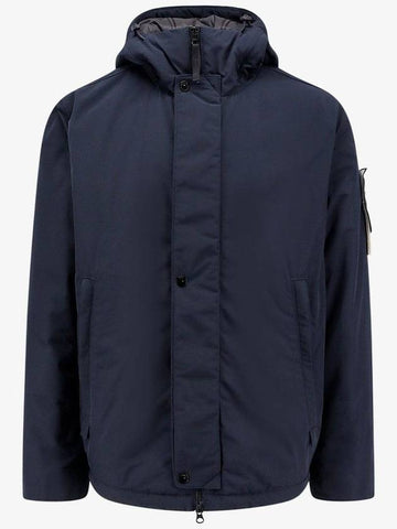 Techno Fabric Hooded Jacket Navy - STONE ISLAND - BALAAN 1