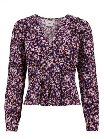 EDDY printed V neck blouse - ISABEL MARANT ETOILE - BALAAN 1