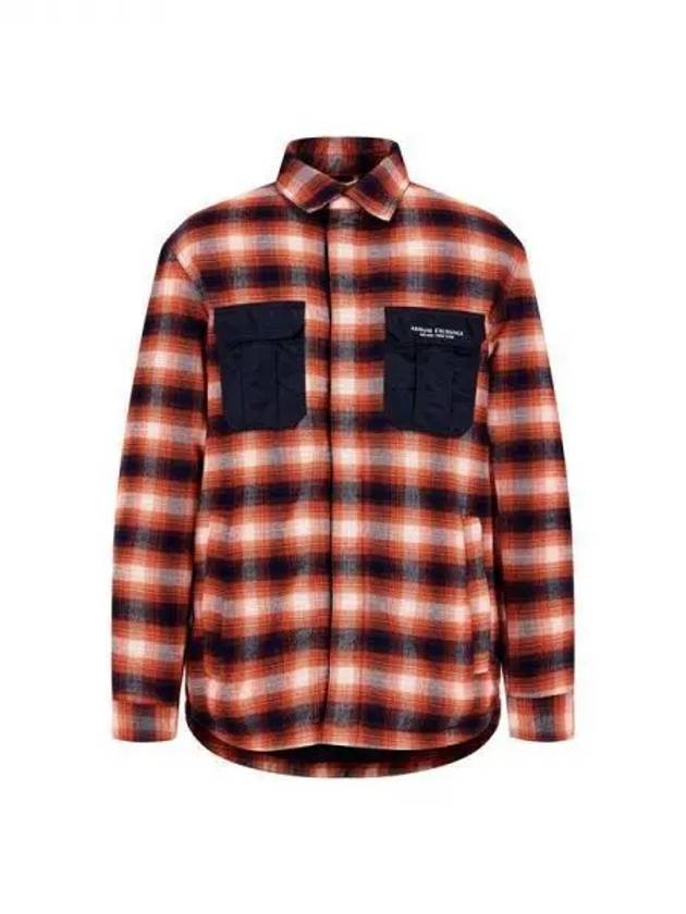 Men s Check Flannel Padded Jacket Orange 271278 - ARMANI EXCHANGE - BALAAN 1