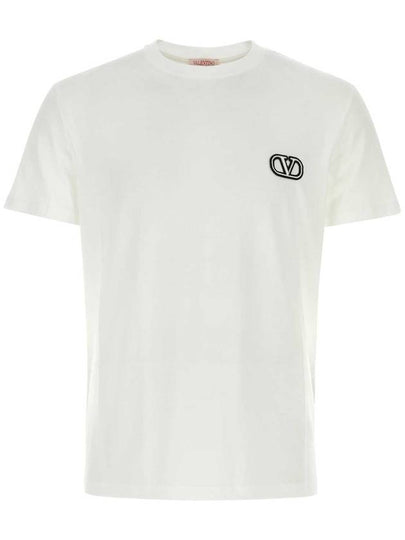 V Logo Signature Patch Cotton Short Sleeve T-Shirt White - VALENTINO - BALAAN 2