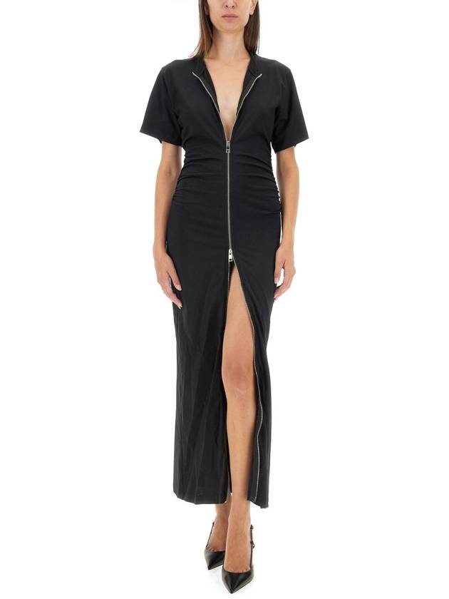 Zip up maxi long dress black - MSGM - BALAAN 3