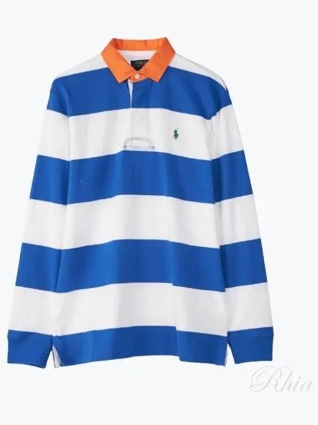 Block Stripe Classic Fit Polo Shirt Blue - POLO RALPH LAUREN - BALAAN 2