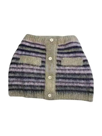 Striped Mohair A-Line Skirt Grey - MARNI - BALAAN 2