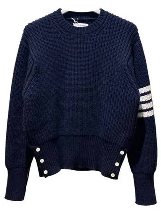 Men's Stitch Classic Handmade Cashmere Knit Top Navy - THOM BROWNE - BALAAN 2