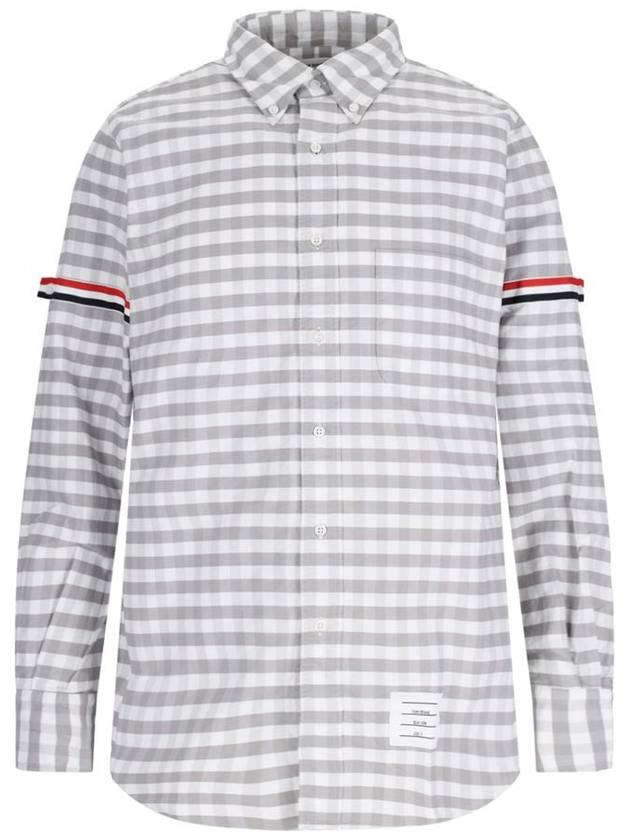 Men's Check Oxford Long Sleeve Shirt Grey - THOM BROWNE - BALAAN 2