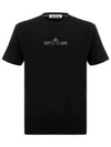 Logo Print Short Sleeve T-Shirt Black - STONE ISLAND - BALAAN 2