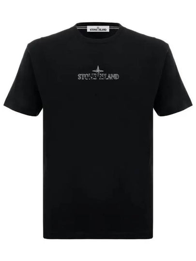 Logo Print Short Sleeve T-Shirt Black - STONE ISLAND - BALAAN 2