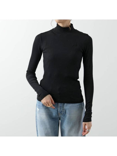 Logo Embroidered Turtleneck Black - GANNI - BALAAN 2