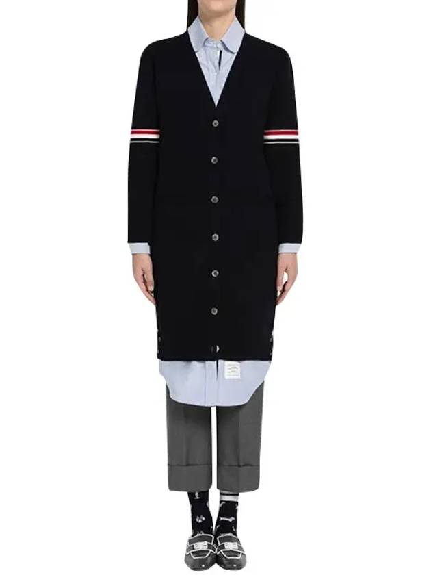 Milano Stitch Combo Shirt Cardigan Navy - THOM BROWNE - BALAAN 3