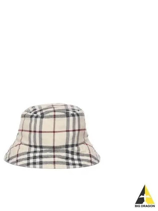 Stone Check Cotton Bucket Hat Beige - BURBERRY - BALAAN 2