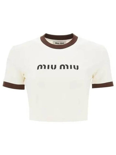 Logo Short Sleeve T-Shirt White - MIU MIU - BALAAN 2