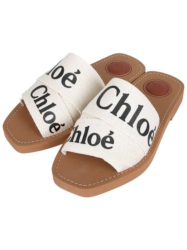 Woody Logo Flat Mule Slippers White - CHLOE - BALAAN 3