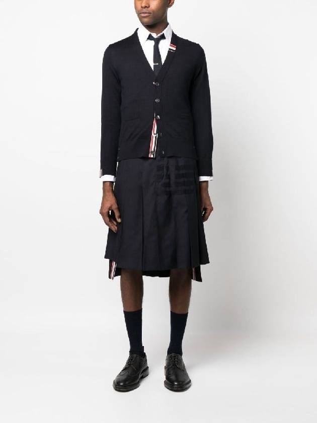 Men's Jersey Stitch V-Neck Cardigan Navy - THOM BROWNE - BALAAN 4