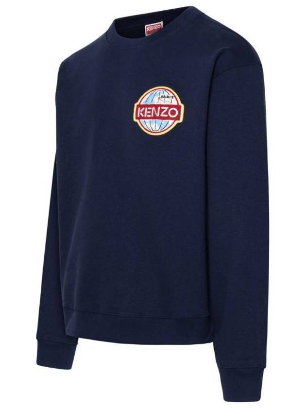 Men's Travel Logo Patch Cotton Sweatshirt Navy - KENZO - BALAAN 3