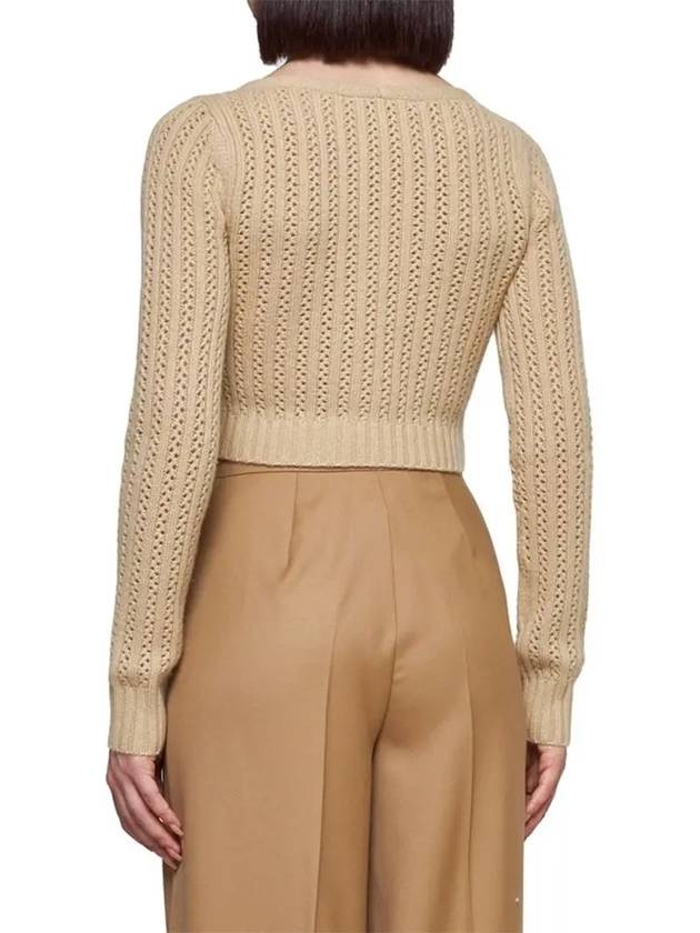 Ifrem Wool Cashmere Crop Knit Top Beige - MAX MARA - BALAAN 5