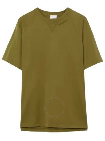 Burberry Men's Spruce Green Molesey Logo Embroidered Cotton T shirt Size XX Small - BURBERRY - BALAAN 1