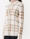 Women's Intarsia Lamana Check Pattern Cardigan Ivory - BURBERRY - BALAAN.