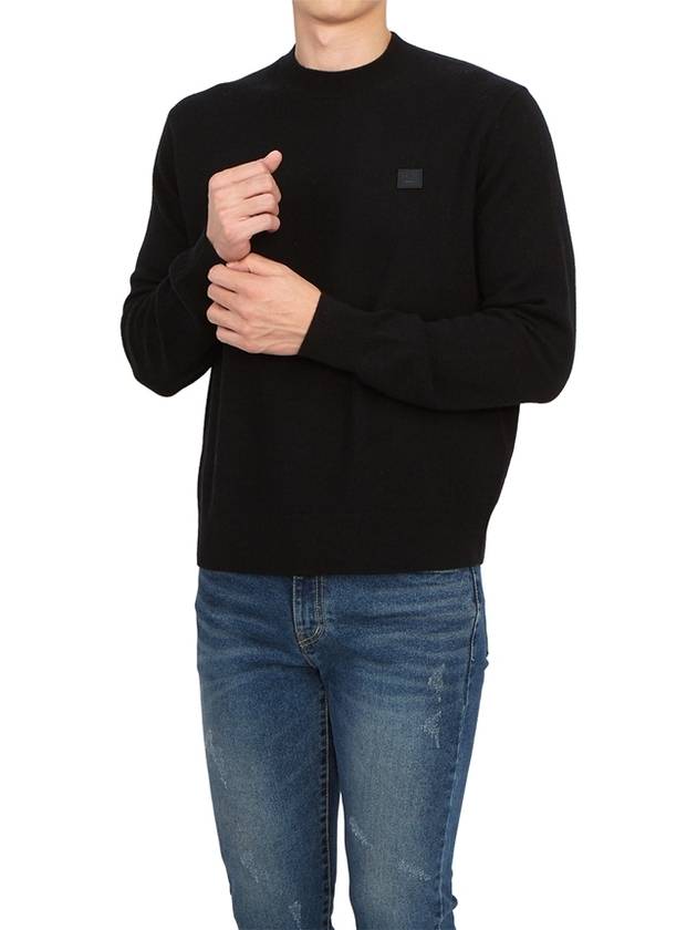 Face Patch Crew Neck Knit Top Black - ACNE STUDIOS - BALAAN 6