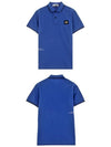 Men's Two Line Logo Patch PK Shirt Blue Black - STONE ISLAND - BALAAN.