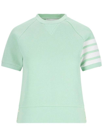 Women's Waffle 4 Bar Raglan Short Sleeve T-Shirt Light Green - THOM BROWNE - BALAAN 2