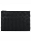 Intrecciato Document Leather Clutch Bag Black - BOTTEGA VENETA - BALAAN 2