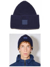 Face Patch Ribbed Wool Beanie Navy - ACNE STUDIOS - BALAAN 5