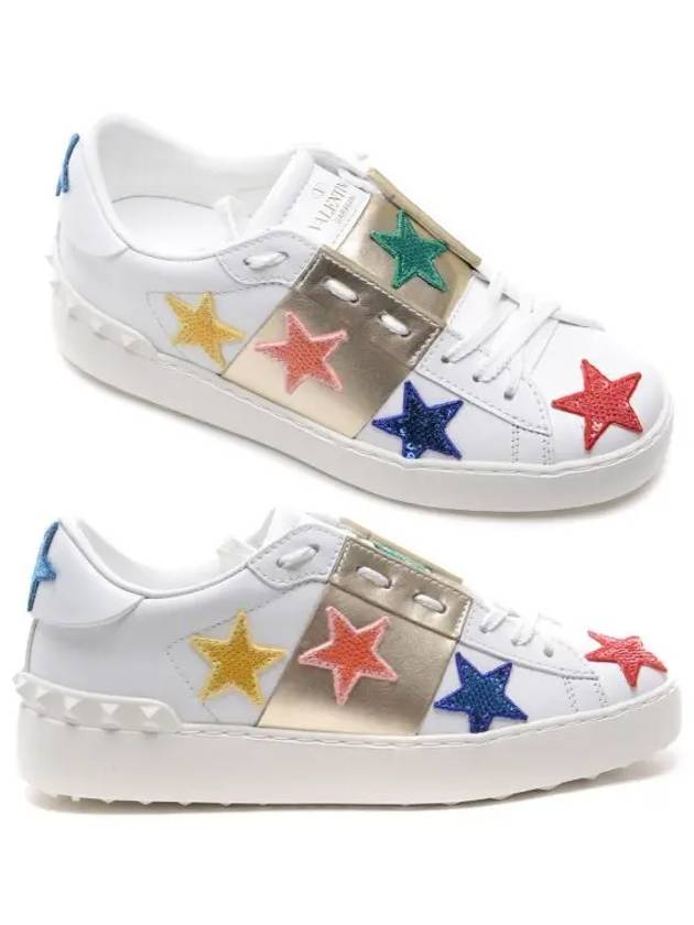 Women's Sequined Star Open Low Top Sneakers - VALENTINO - BALAAN 2