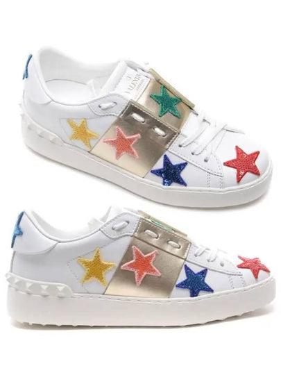 Women's Sequined Star Open Low Top Sneakers - VALENTINO - BALAAN 2