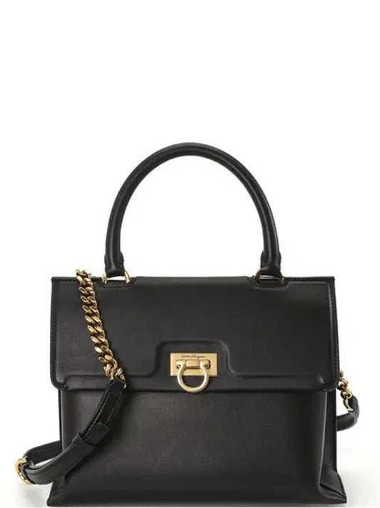 Trifolio Top Handle Tote Bag Black - SALVATORE FERRAGAMO - BALAAN 2