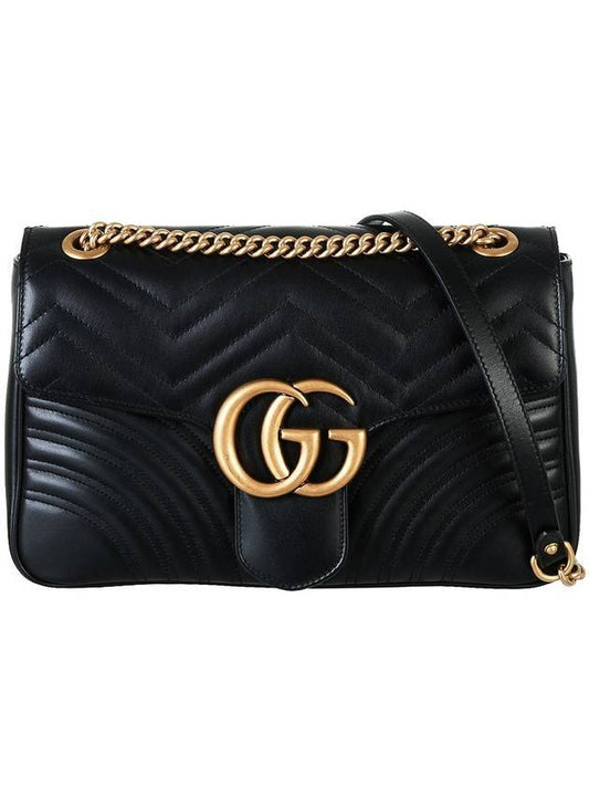 GG Marmont Matelasse Medium Shoulder Bag Black - GUCCI - BALAAN 1