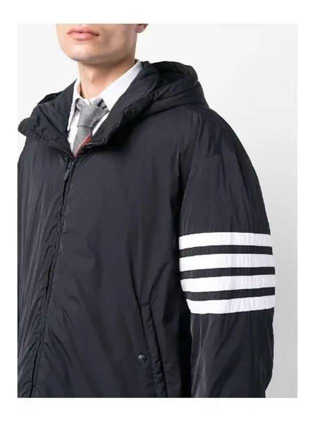 Poly Twill 4-bar Down Filled Hooded Jacket Navy - THOM BROWNE - BALAAN 4