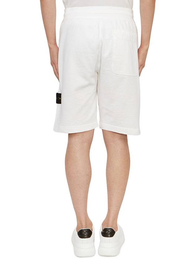 Compass Badge Cotton Track Shorts White - STONE ISLAND - BALAAN 4