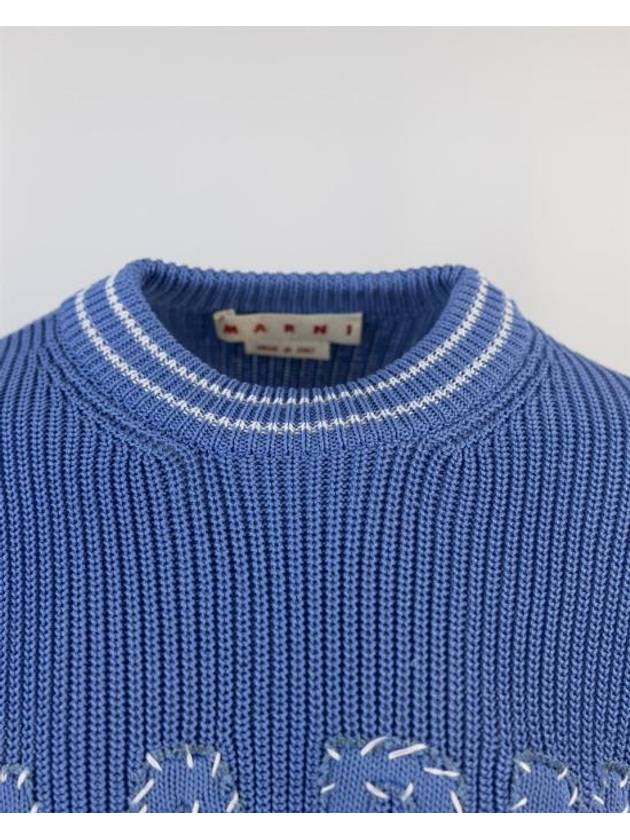 Embroidered Logo Knit Top Blue - MARNI - BALAAN 4