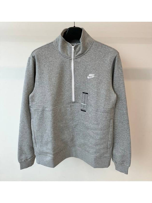 Sportswear Club Brushed Half Zip Up Sweatshirt Grey - NIKE - BALAAN 2