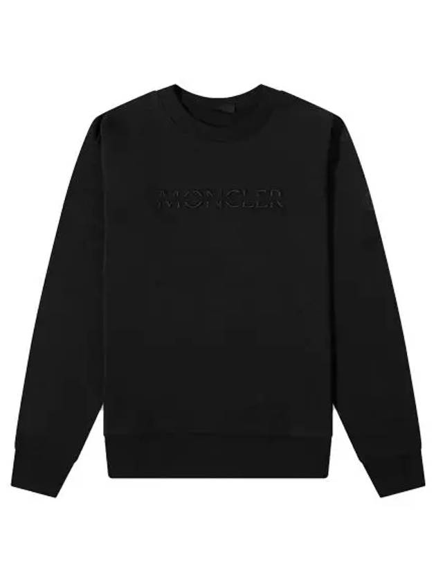 Tonal Logo Crew Neck Sweatshirt Black - MONCLER - BALAAN 2