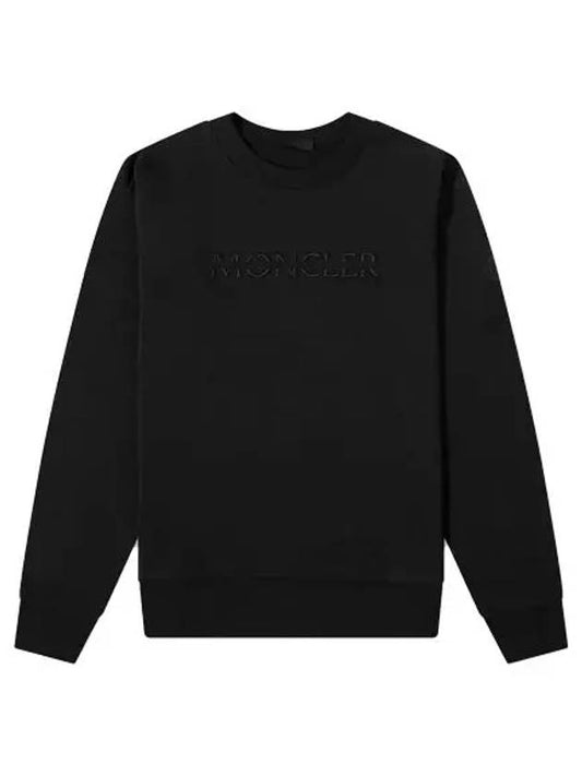 Tonal Logo Crew Neck Sweatshirt Black - MONCLER - BALAAN 2