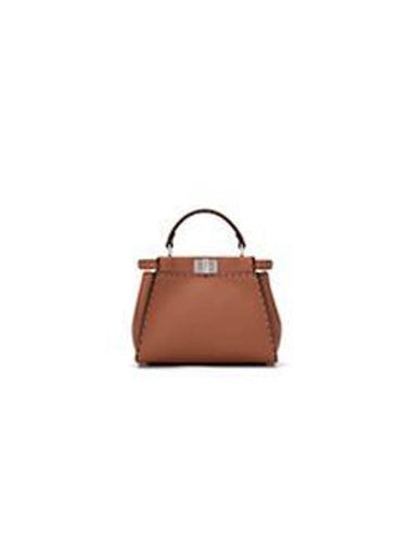 Peekaboo Small Leather Tote Bag Brown - FENDI - BALAAN 1