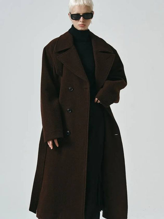 Loose fit alpaca boucle trench coat brown - NOIRER FOR WOMEN - BALAAN 1