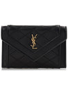 Gaby Flap Quilted Leather Card Wallet Black - SAINT LAURENT - BALAAN 2