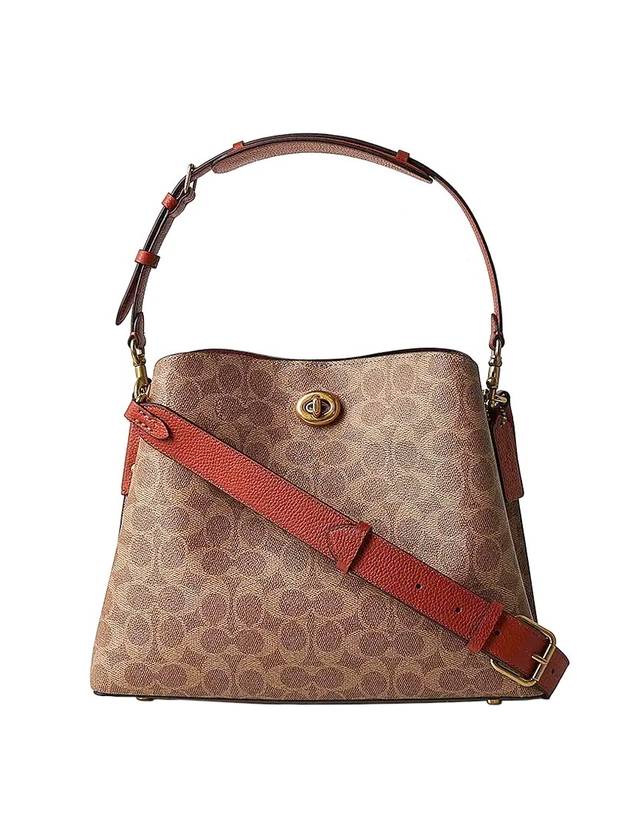 Willow Signature Canvas Shoulder Bag Brown - COACH - BALAAN 1