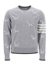 Hector Intarsia Crew Neck Knit Top Grey - THOM BROWNE - BALAAN 2