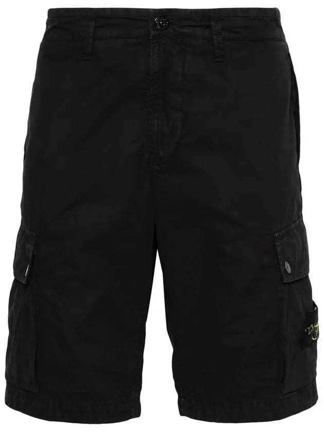 Logo Cotton Slim Cargo Shorts Black - STONE ISLAND - BALAAN 2