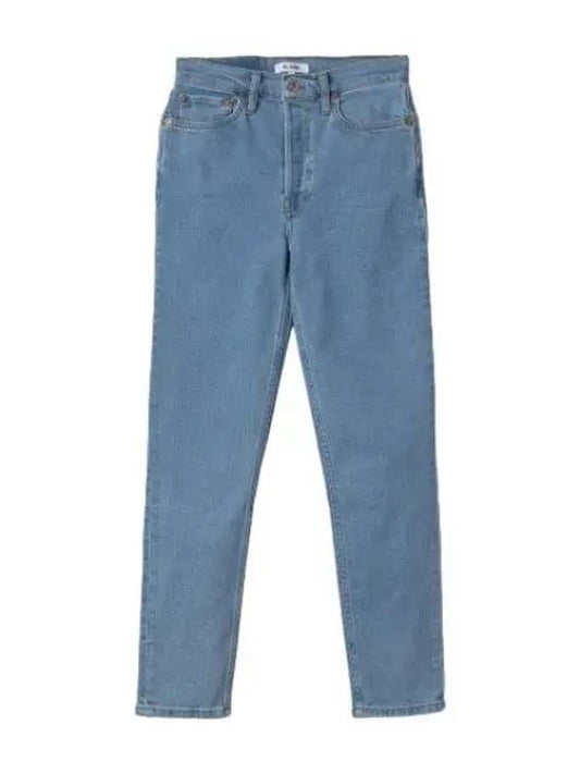 Comfort Stretch High Rise Ankle Cropped Denim Pants Blue Stone Jeans - RE/DONE - BALAAN 1